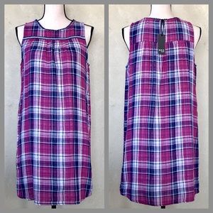 NWT Max Jeans Mauve Plaid Embroidered Shift Dress
